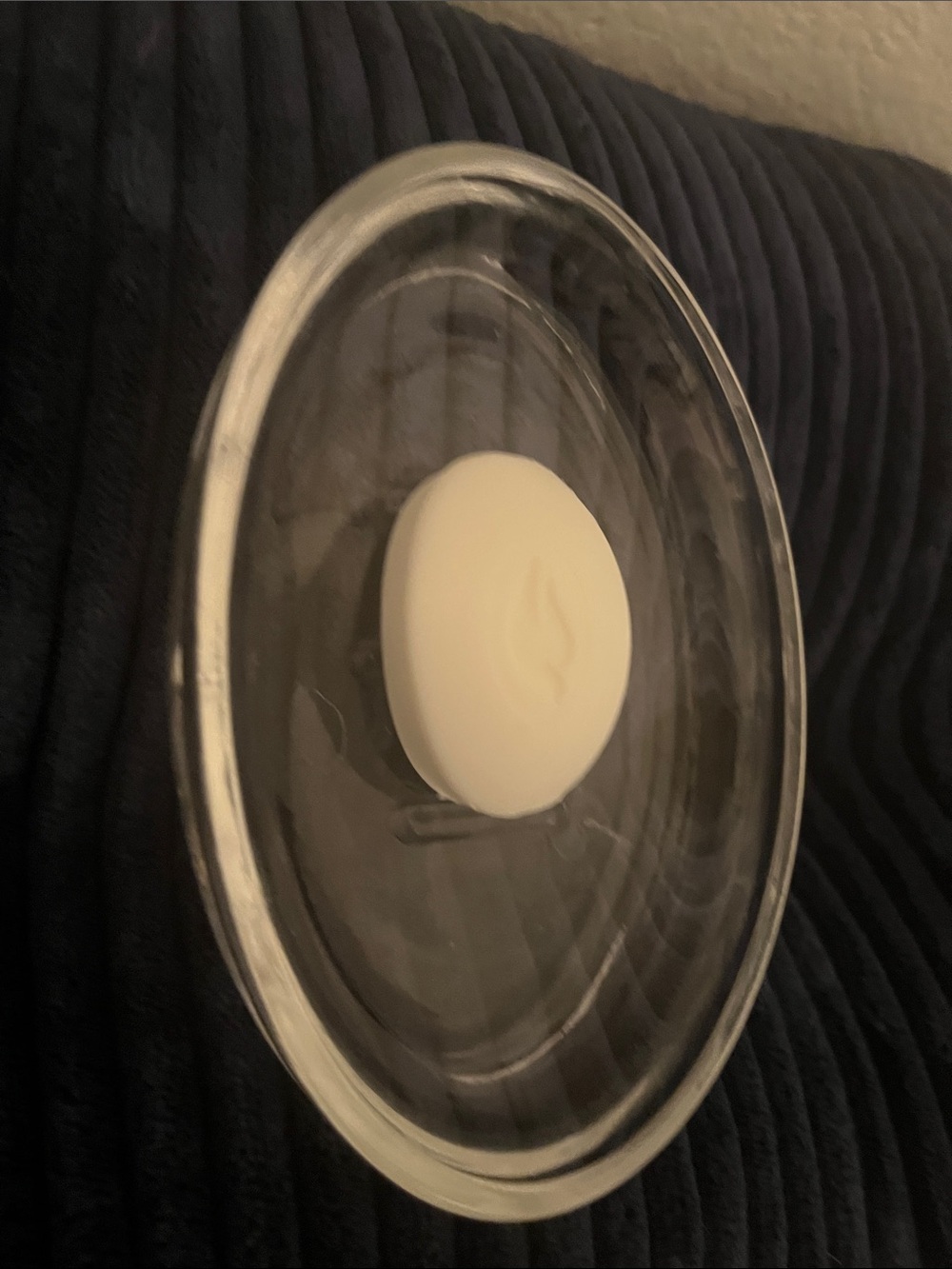 Clear glass soap holder